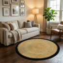 3 ft round braided jute rug natural black 90 cm
