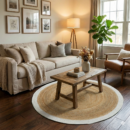 3 ft round natural white jute rug 90 cm