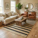 4x6 ft jute rug black and natural handmade eco friendly carpet