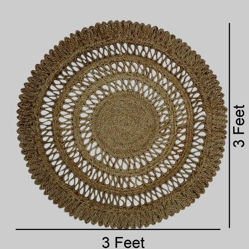 3 ft round natural jute rug 90 cm