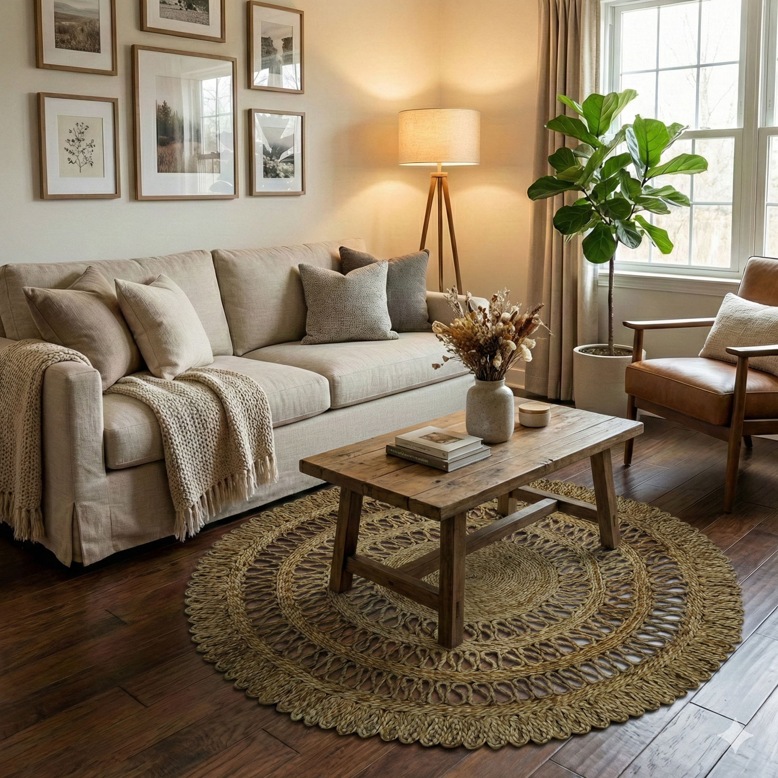 3 ft round natural jute rug 90 cm