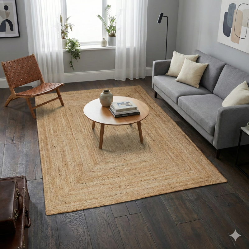 4x6 ft jute rug handmade natural fiber area carpet for living room and bedroom