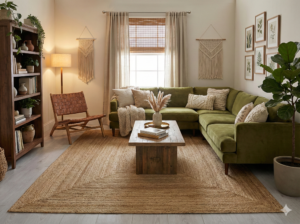 6x9 ft 180x270 cm natural jute rug handmade eco friendly large living room carpet