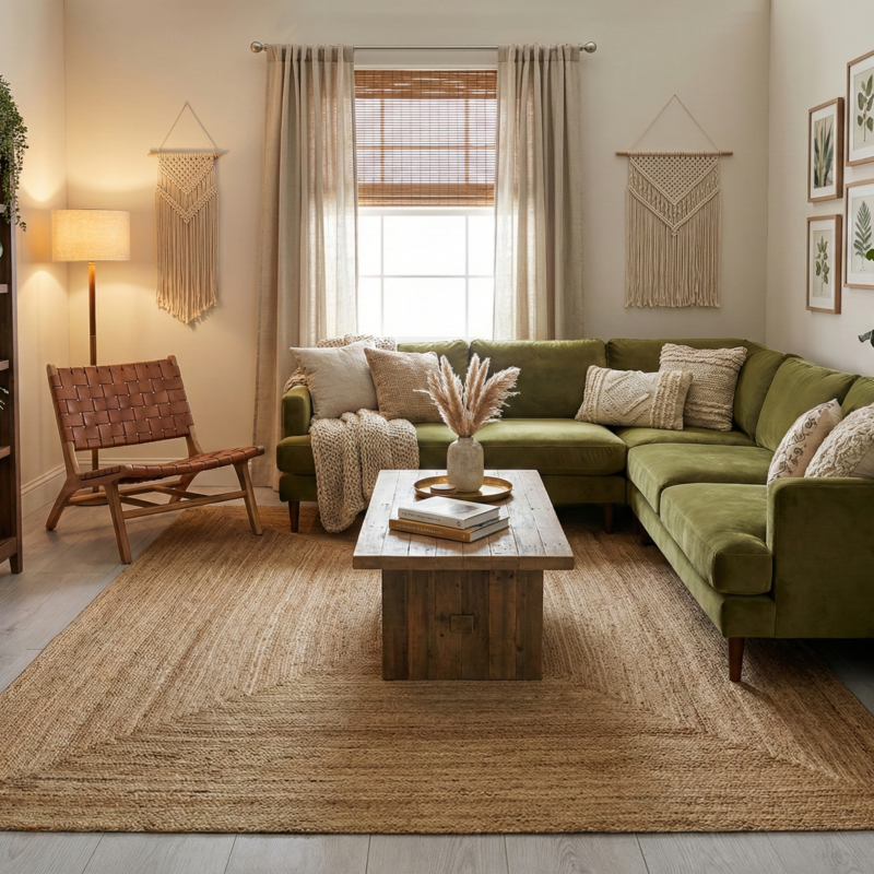 6x9 ft 180x270 cm natural jute rug handmade eco friendly large living room carpet