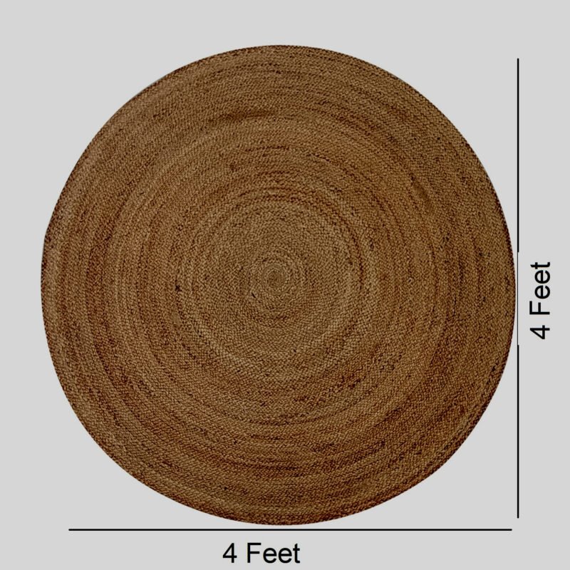 4x4 ft round natural jute carpet handmade eco friendly area rug