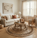 3 ft round natural handmade jute carpet 90 cm eco friendly braided rug