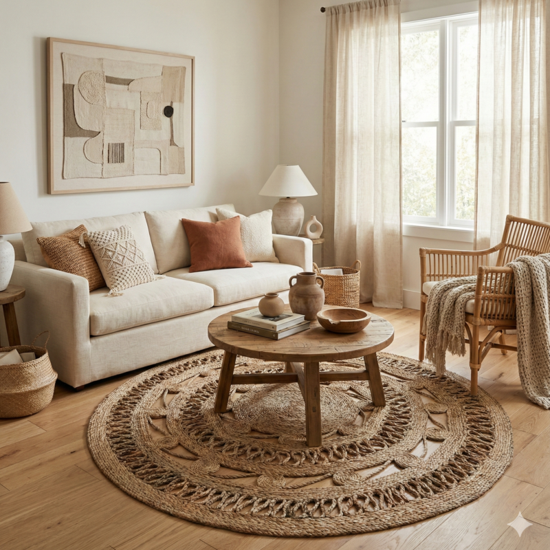 3 ft round natural handmade jute carpet 90 cm eco friendly braided rug