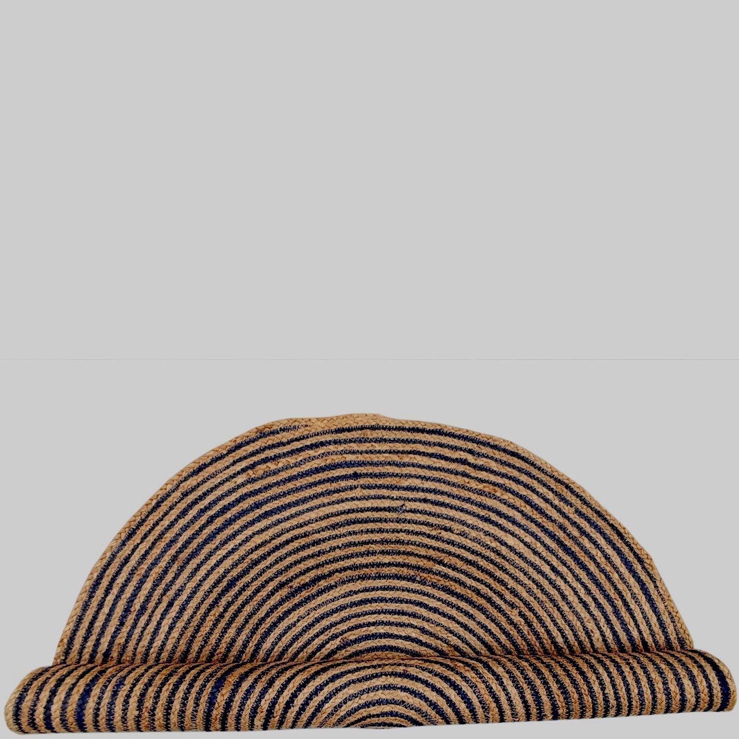 3 Ft Round Natural & Black Braided Jute Carpet (90 cm) – Handmade Floor Rug