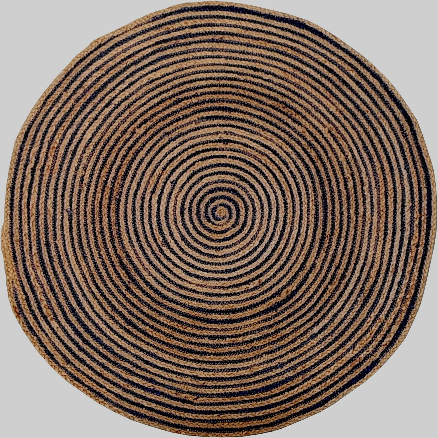 Add a Calm Touch with MRICStudio 3 Ft Round Natural & Blue Braided Jute Rug (90 cm) – Handmade Floor Carpet - Image 2