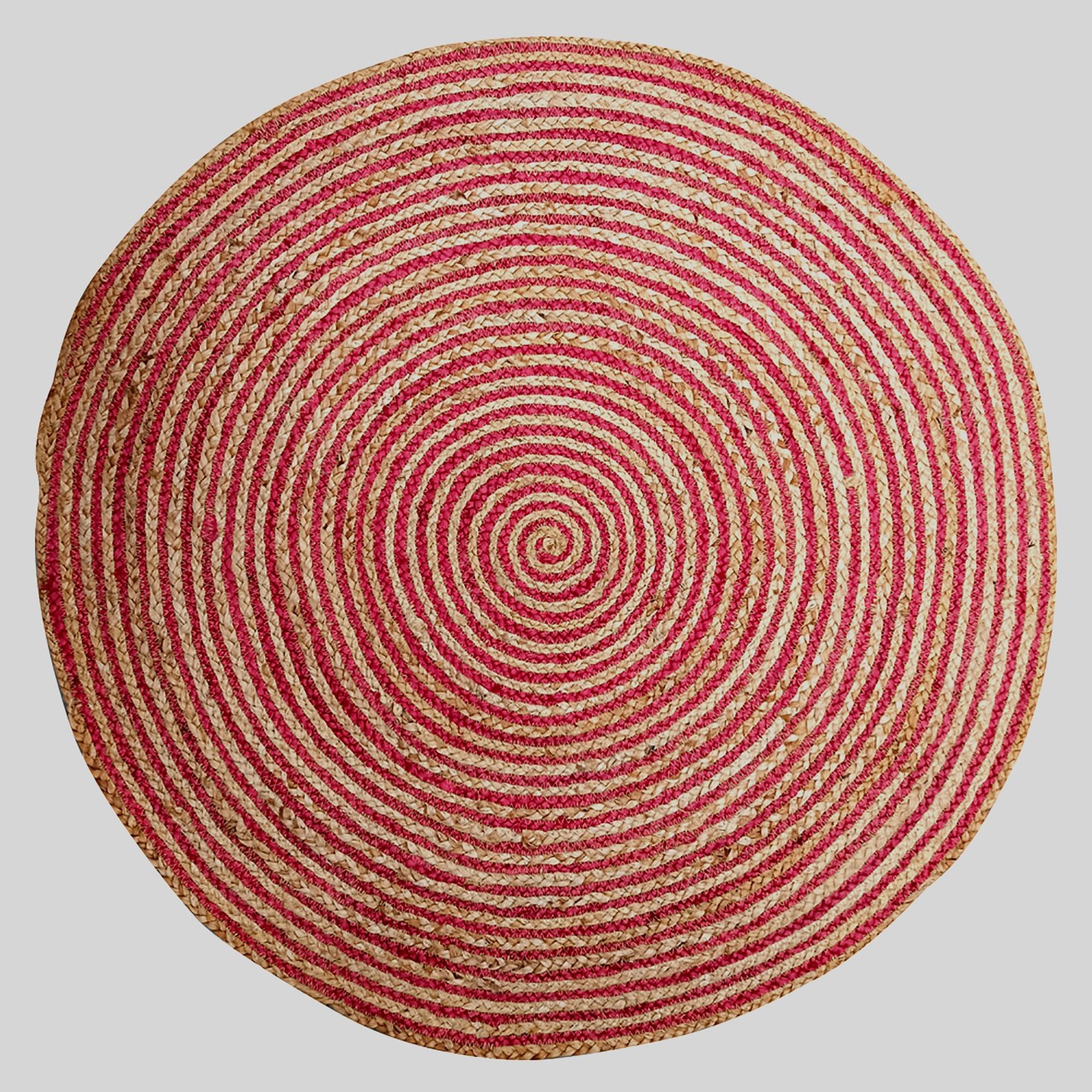 MRICStudio 3 Ft Round Red & Natural Braided Jute Carpet (90 cm) – Handmade Rug for Living Room, Bedroom, Pooja & Entryway - Image 2