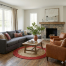 3 ft round natural red braided jute rug 90 cm