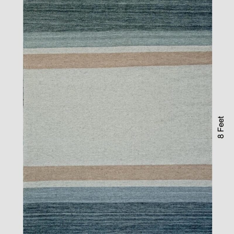 150x240 CM Blue Beige Flat Weave Wool Rug