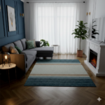 5x8 FT Flat Weave Wool Rug (150 x 240 CM) Modern Stripe Design by MRIC Studio
