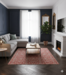 5x8 FT Red White Geometric Rug Handmade Flatweave Carpet (150 x 240 CM) by MRIC Studio