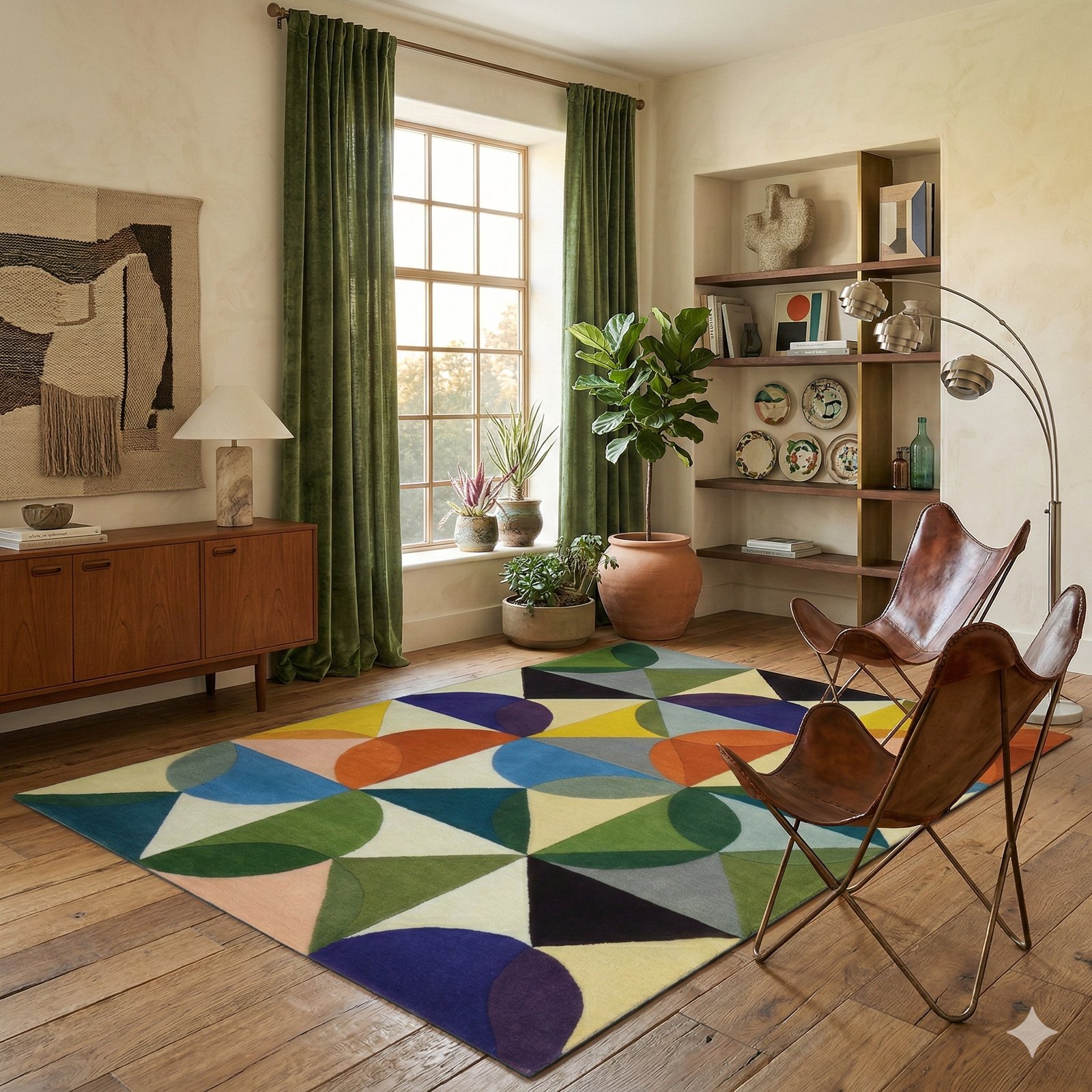 MRIC Studio 4x6 FT Premium Hand Tufted Wool Rug – Luxury Colorful Geometric Designer Carpet