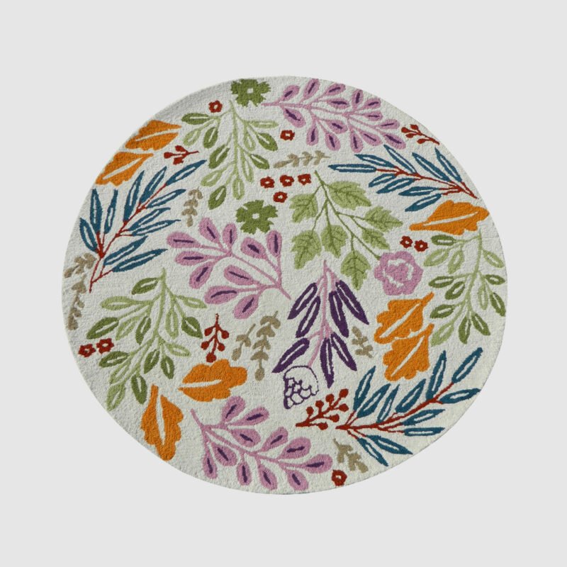 Multicolor Floral Round Living Room Carpet 120 CM