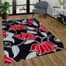 MRIC Studio 4x6 FT hand tufted wool rug black red floral