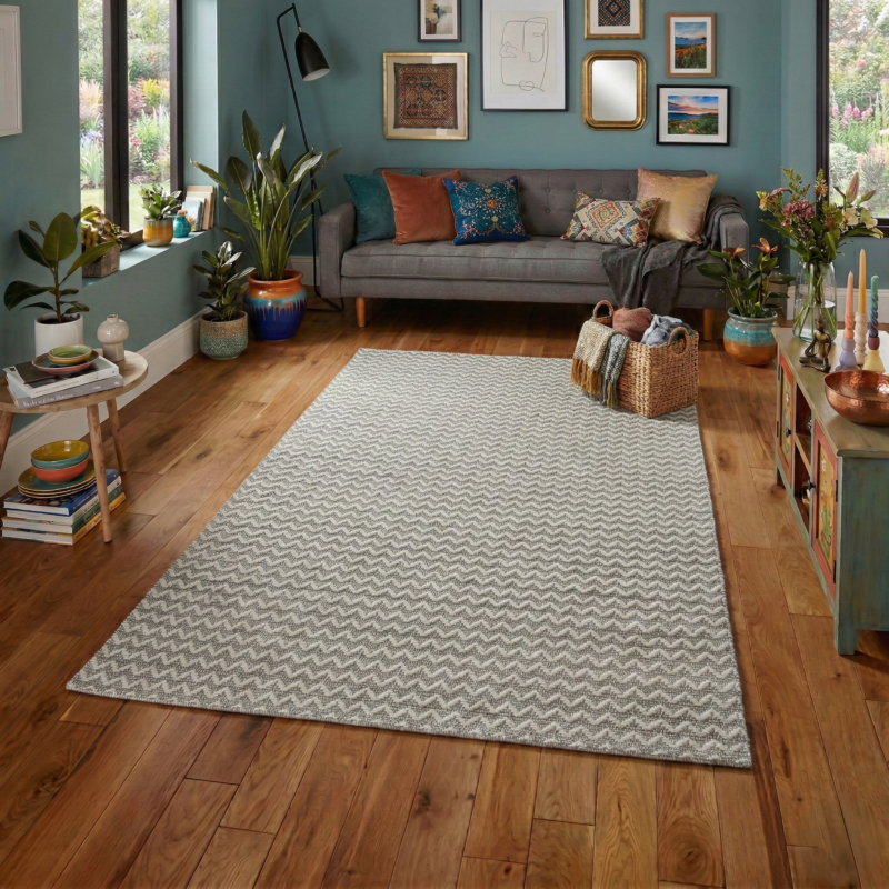 MRICStudio White Flat Weave Jacquard Rugs & Carpets 5x8FT