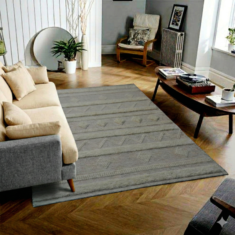 MRIC Studio 5x8FT Hand Made Flat Weave Pile Wool Carpet