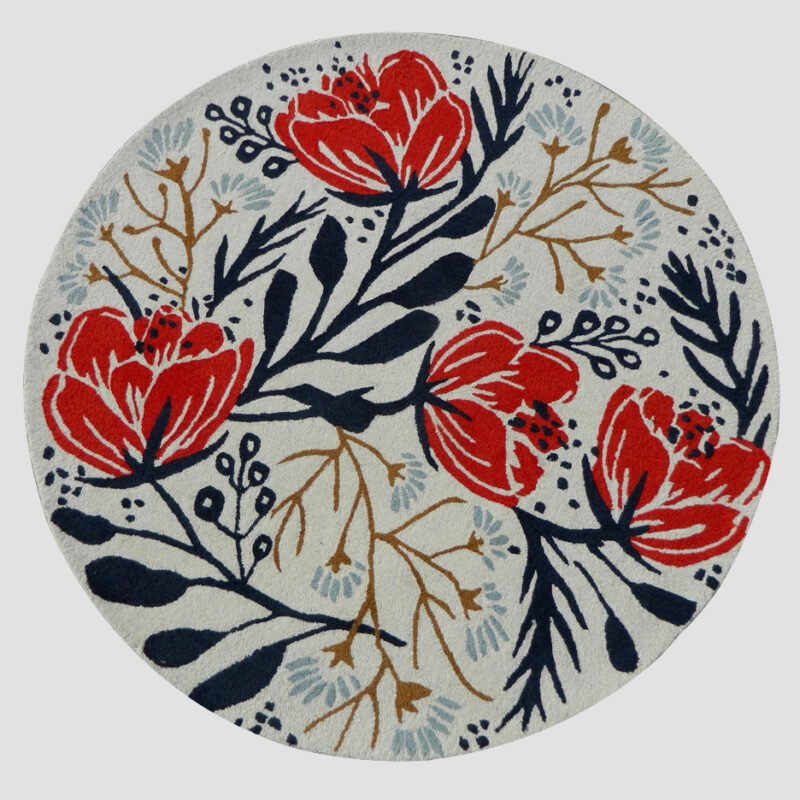 Floral Round Living Room Rug 150 CM
