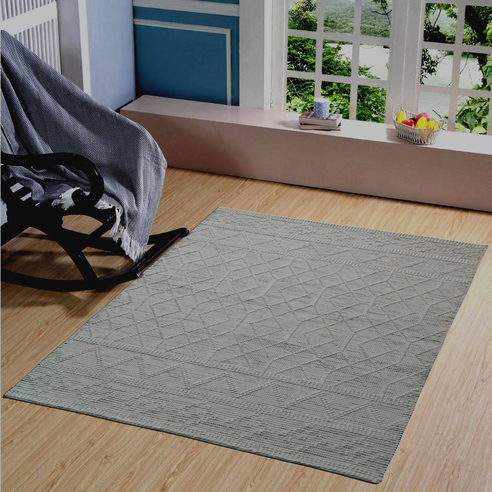 MRIC Studio Premium 5x8FT Handmade Flat Weave Wool Rug – Luxury Soft Living Room Carpet