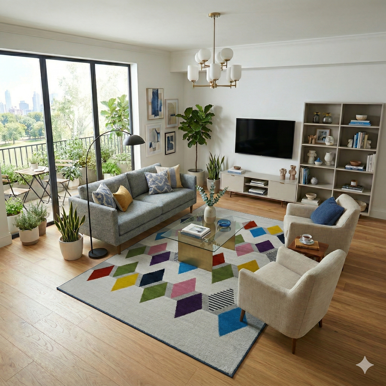 MRICStudio 4x6 FT Hand Tufted Wool Area Rug – Luxury Premium Geometric Living Room Carpet (120 x 180 CM)