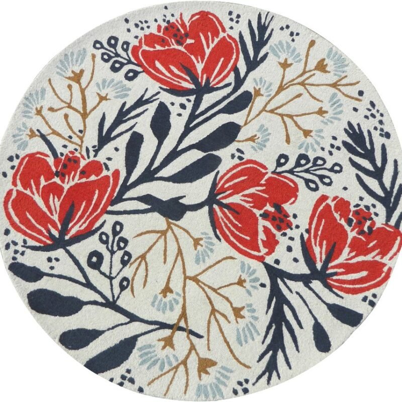 Floral Round Living Room Carpet 120 CM