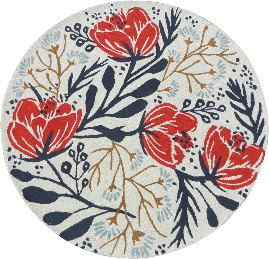 Floral Round Living Room Carpet 120 CM