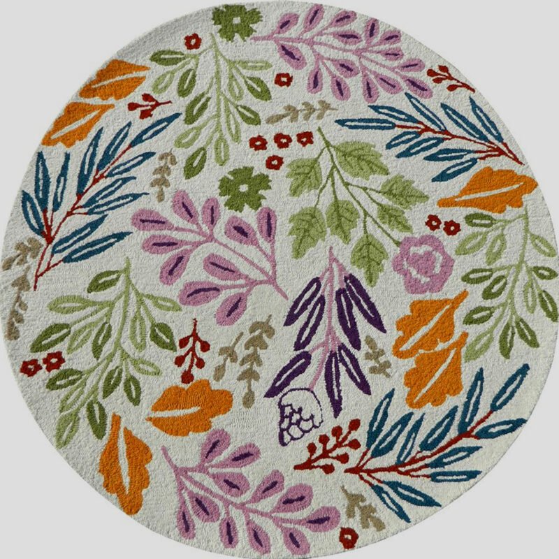 Multicolor Floral Round Living Room Rug 150 CM