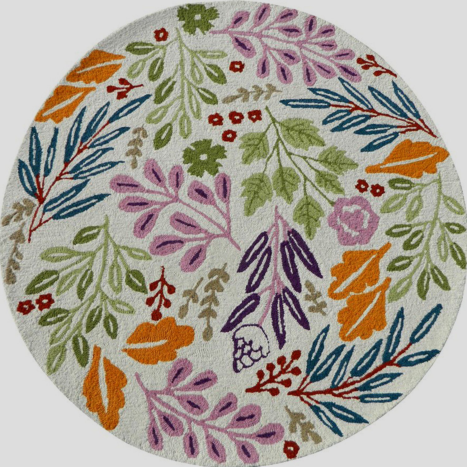 Multicolor Floral Round Living Room Rug 150 CM