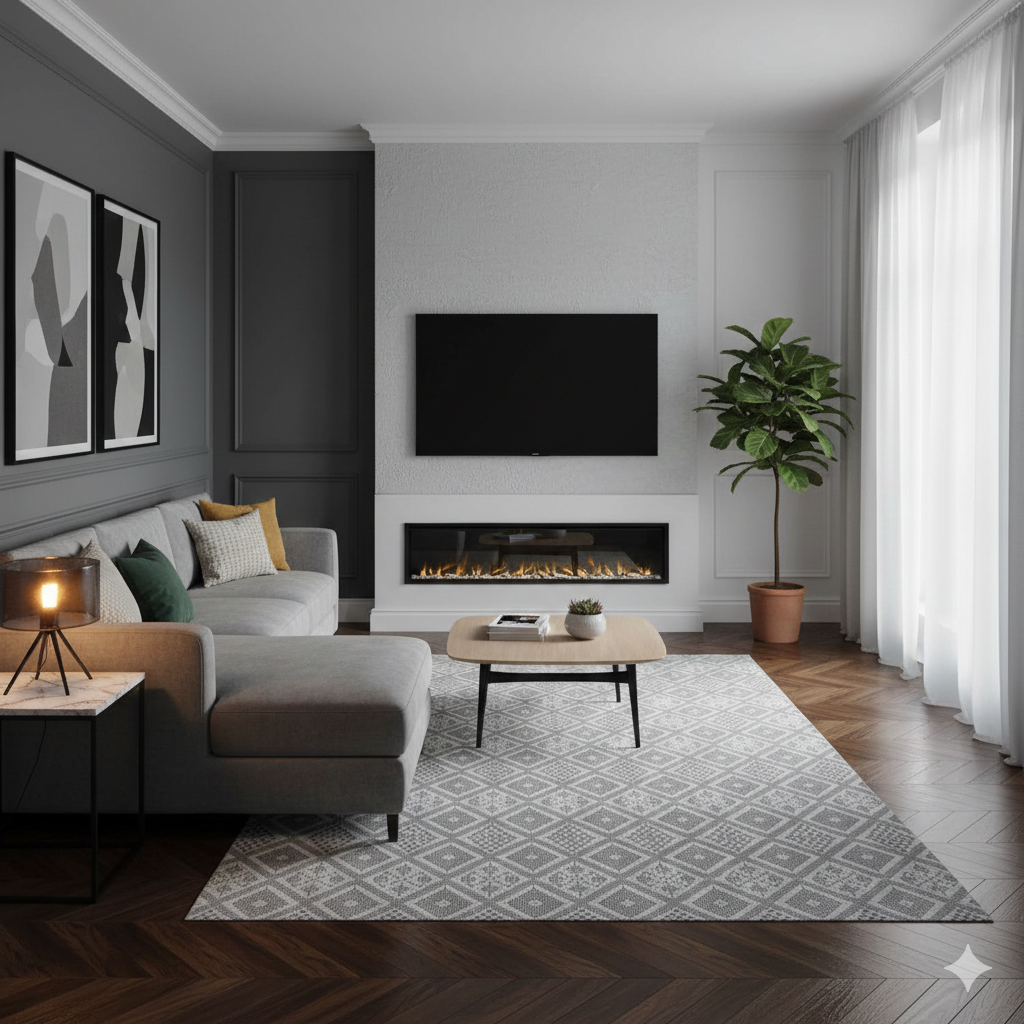 MRIC Studio 5x8FT Flat Weave Jacquard Rug – Premium Elegant Designer Living Room Carpet