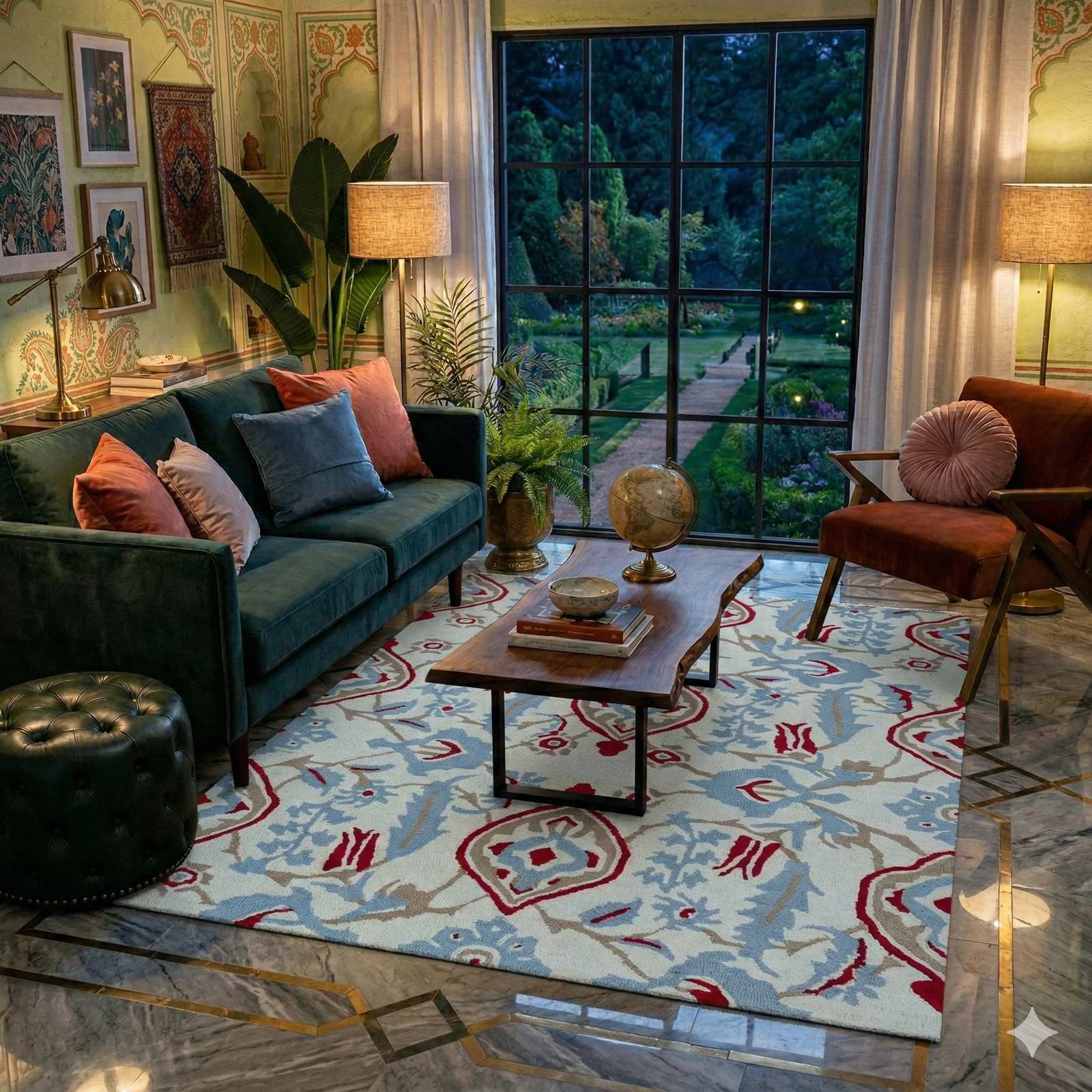 MRIC Studio 4x6 FT Hand Tufted Wool Carpet (120x180 CM) – Premium Luxury Designer Floral Rug