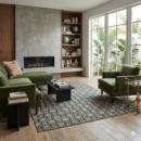 5x8FT handwoven jute rug natural green flat weave geometric living room