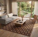 5x8FT handwoven jute rug natural black flat weave geometric living room