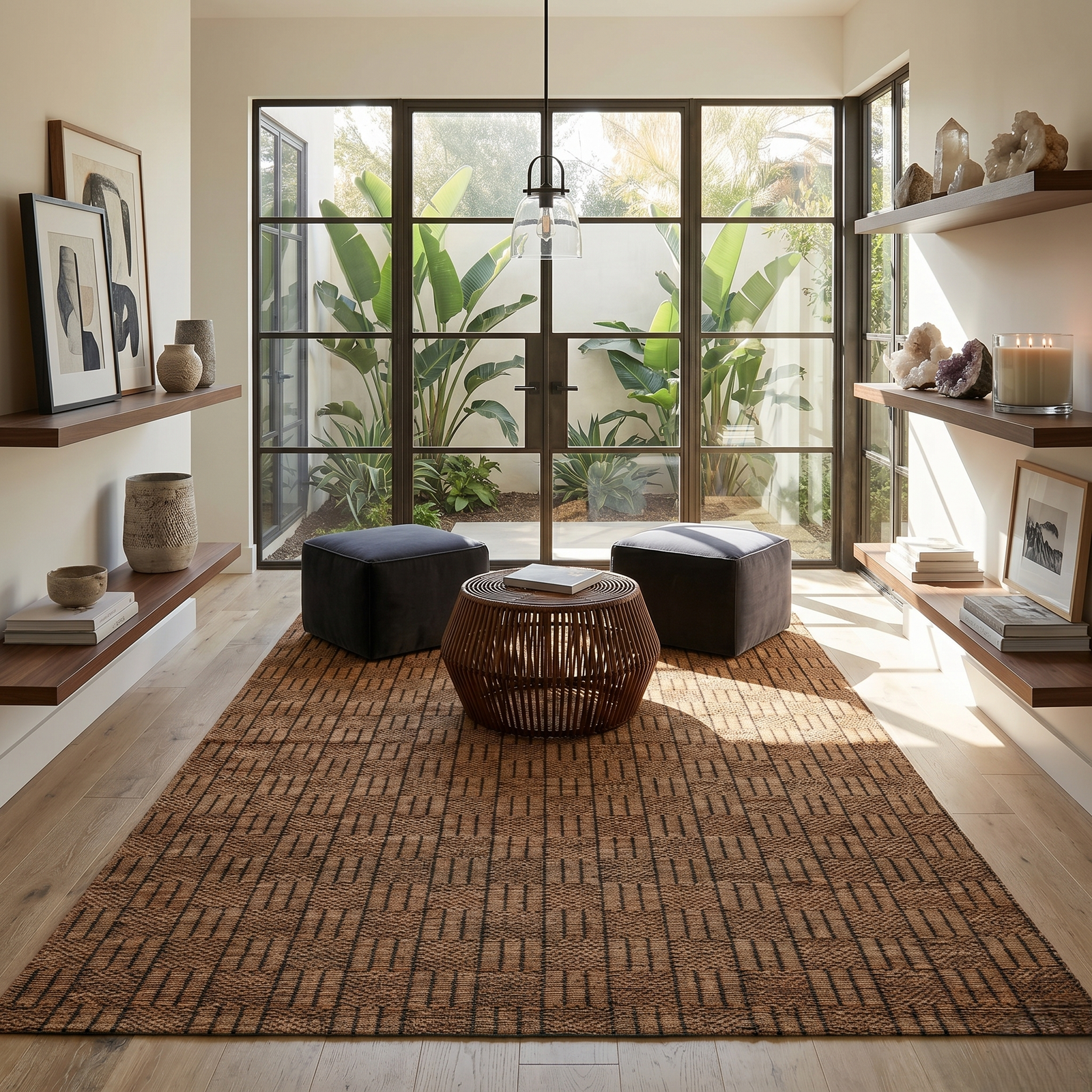 MRICStudio Premium 5x8FT Handwoven Jute Rug – Durable Natural Black Flat Weave Carpet for Living Room (150 x 240 CM)